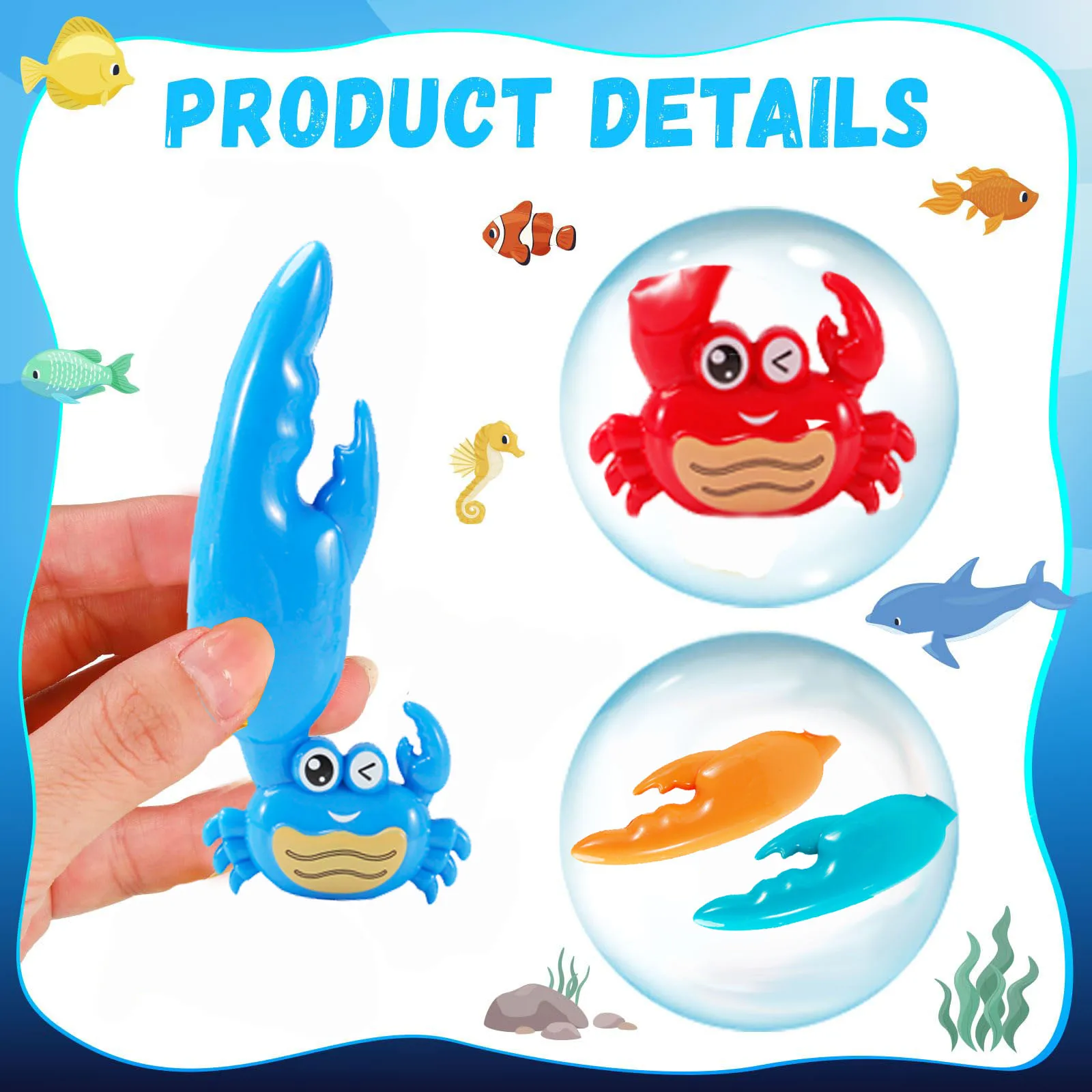 4 Pieces Crab Dive Toys Bath Toys Colorful Pool Toys Swim Pool  Kit Games for Toddlers Boys Girls Teens Adults 5