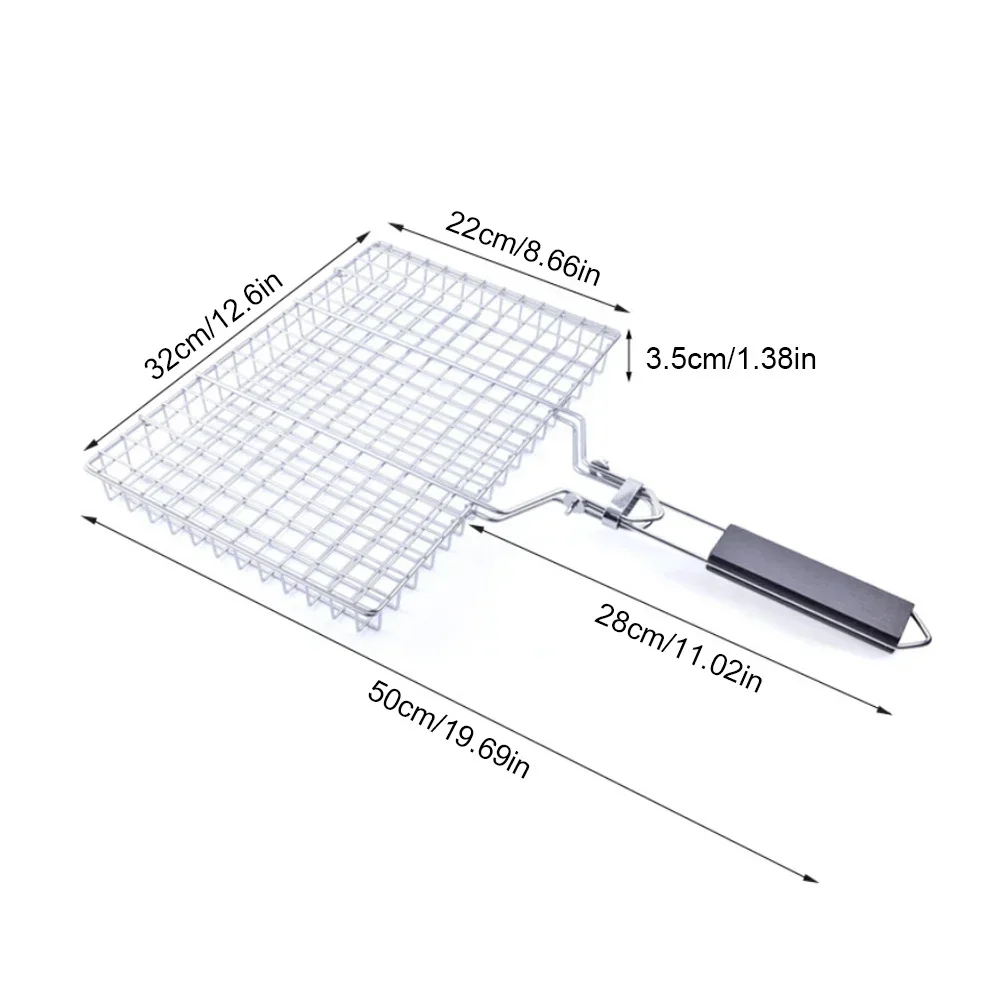 304 StainlessSteel BBQ GrillBasket & Non-StickMat for MeatVegetables Steak Heavy Duty Barbecue Picnic Party Cooking Accessories