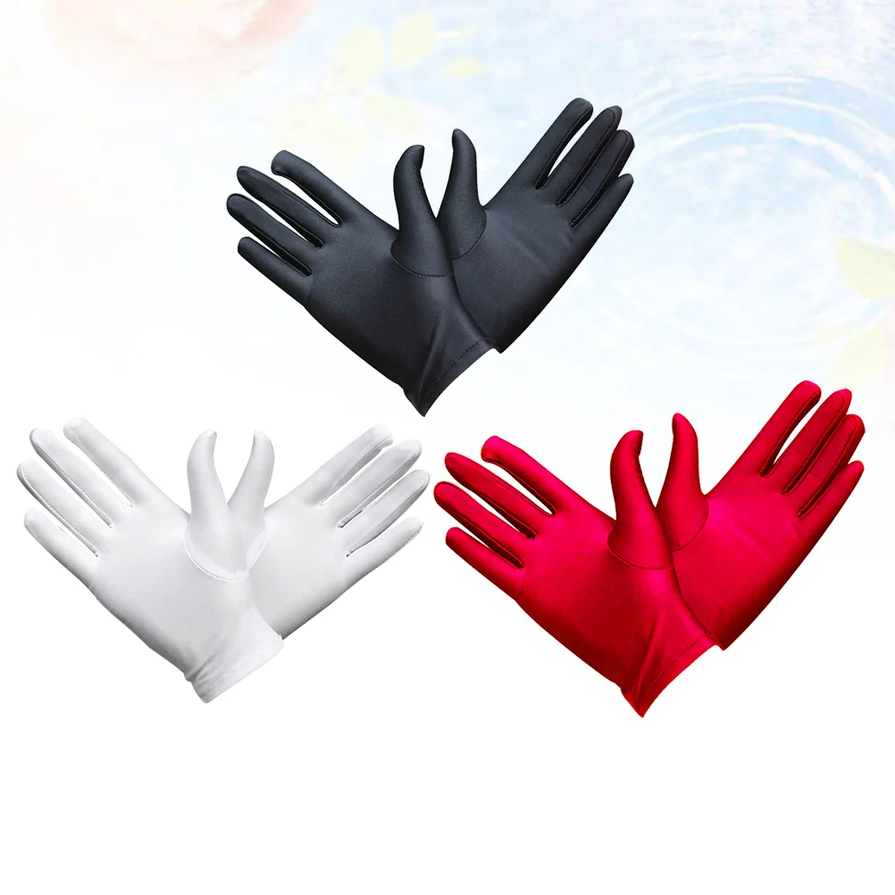 

3 Pairs Gloves for Men Stretchy Elastic Etiquette Elasticity Jewelry Inspection Man