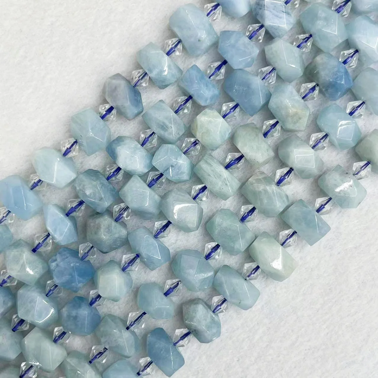 Noble Irregular Natural Aquamarine Beads Stone Top Grade Blue Loose Faceted Aeroides Smooth Spodumene Gem For DIY Jewelry Making