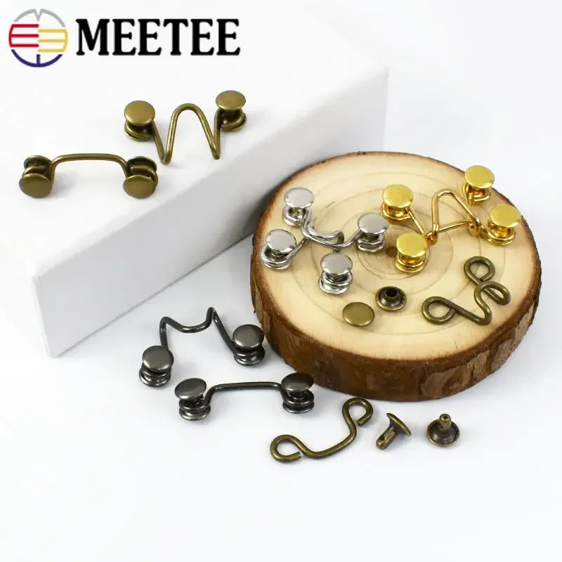 27X28/32X28mm Metal Garment Hooks Jeans Pants Adjust Belt Buckle Removable Rivet Button DIY Invisible Crochet Hook 10Sets