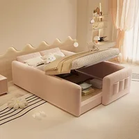Lit pour enfant avec tête de lit design 'Cow', lit avec barrière de sécurité crème, lit à panneaux modulables, barrière haute, lits de chambre à coucher, accessoires de chambre 4
