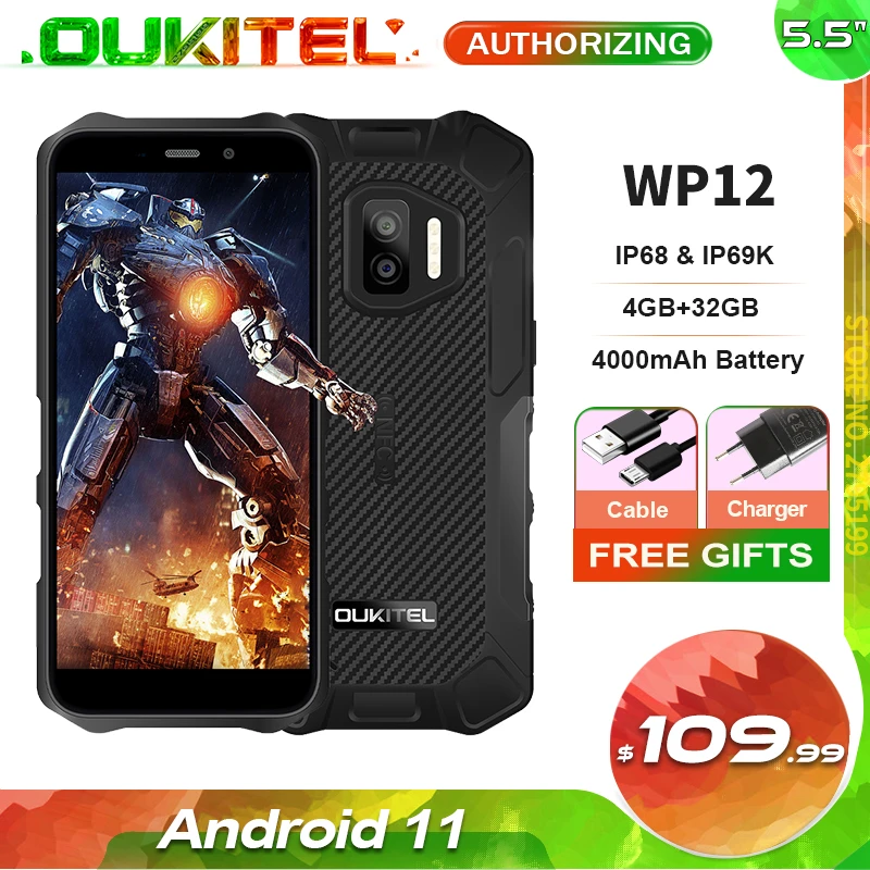 チャンピオン Oukitel Wp12 Simフリー スマホ 本体 防水防塵耐衝撃 Android 11 スマートフォン 4000mahバッテリアウトドア スマートフォン Ip68防 美しい