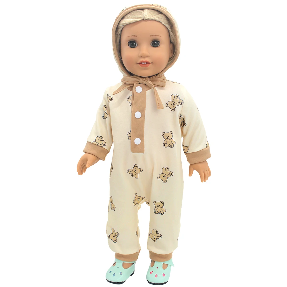 Charming Doll Bear Jumpsuit & Hat Outfit Set - Perfect Gift