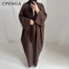 Eid Ramadan ouvert Abaya pour femmes plaine dubaï casual coton lin modeste Abayas Kimono turquie manteau musulman vêtements islamiques Robe