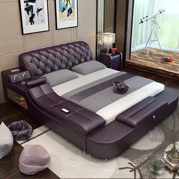 Modern design smart bed with dressing table multi functional bed king size bed frame smart bedroom furniture home furniture 2