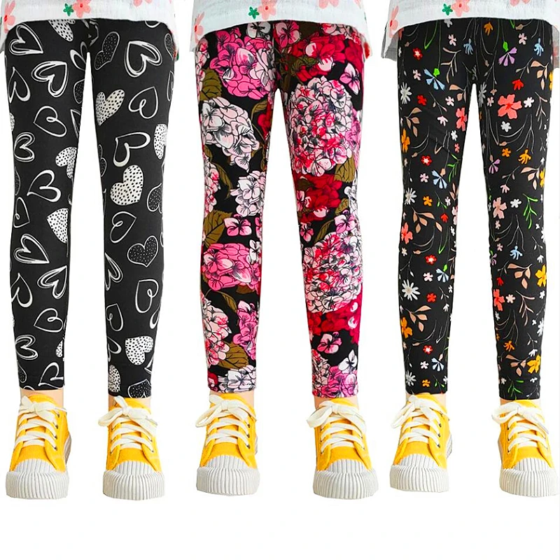 Girls Leggings Printing Leggings Baby Kids Trousers For Children Flower Skinny Elasticity Pencil Pants girls pants girls trousers kids pants