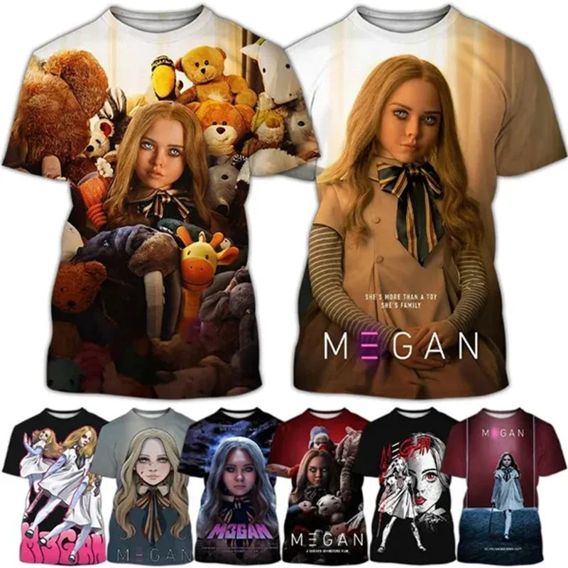 

M3GAN 3D Print T-shirt Fashion Horror Movie Boys Kids Clothing High Quality Soft Breathable T Shirts Harajuku O Neck Unisex Tops
