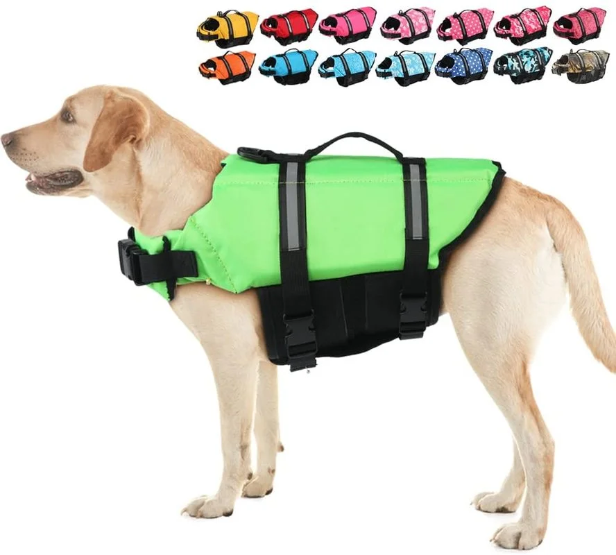 Adjustable Dog Life Jacket with Rescue Handle Sport Safety Rescue Vest Dog Clothes  Puppy Float Swimming Suit for All Pet Dogs