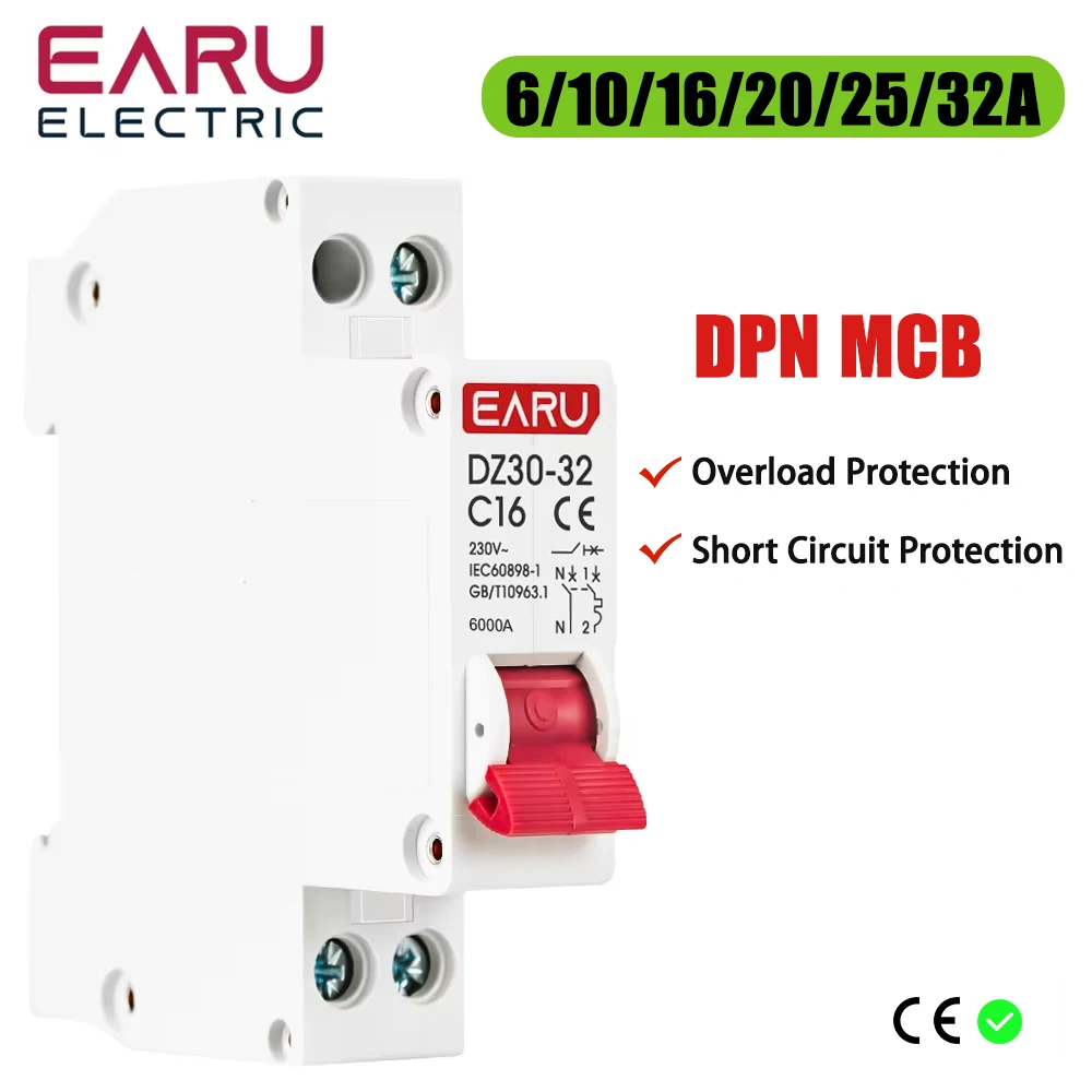 DZ30-32 DPN 1P+N Mini Circuit Breaker MCB 6A 10A 16A 20A 25A 32A Din Rail Mounti