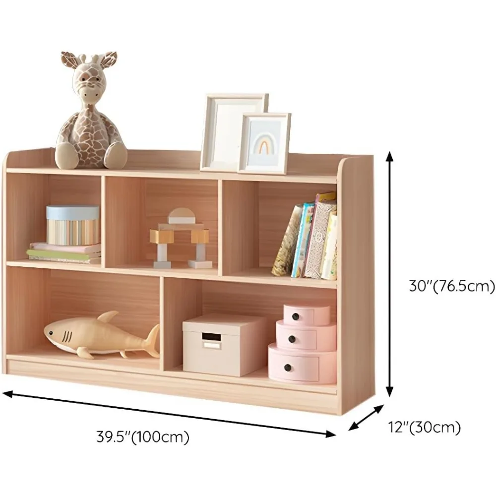 Independent children's bookshelf, children's solid wood storage cabinet, modern display rack-pine 79 "L x 12" W x 52 "H