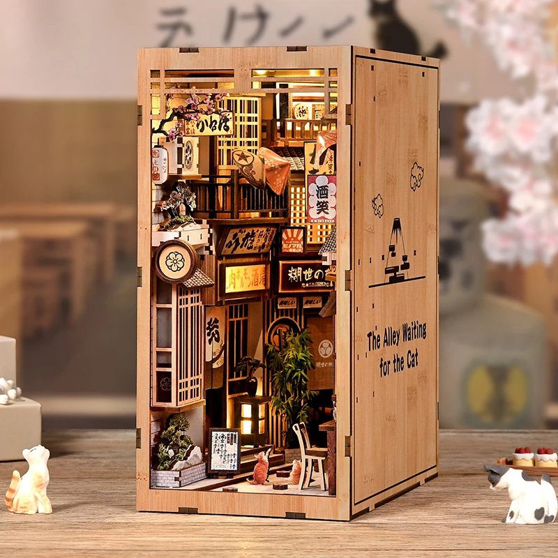 DIY 북 누크 키트 나무 미니어처 인형 집 3D 퍼즐 모델 빌딩 책장 장식 어린이 소녀 생일 재미있는 선물