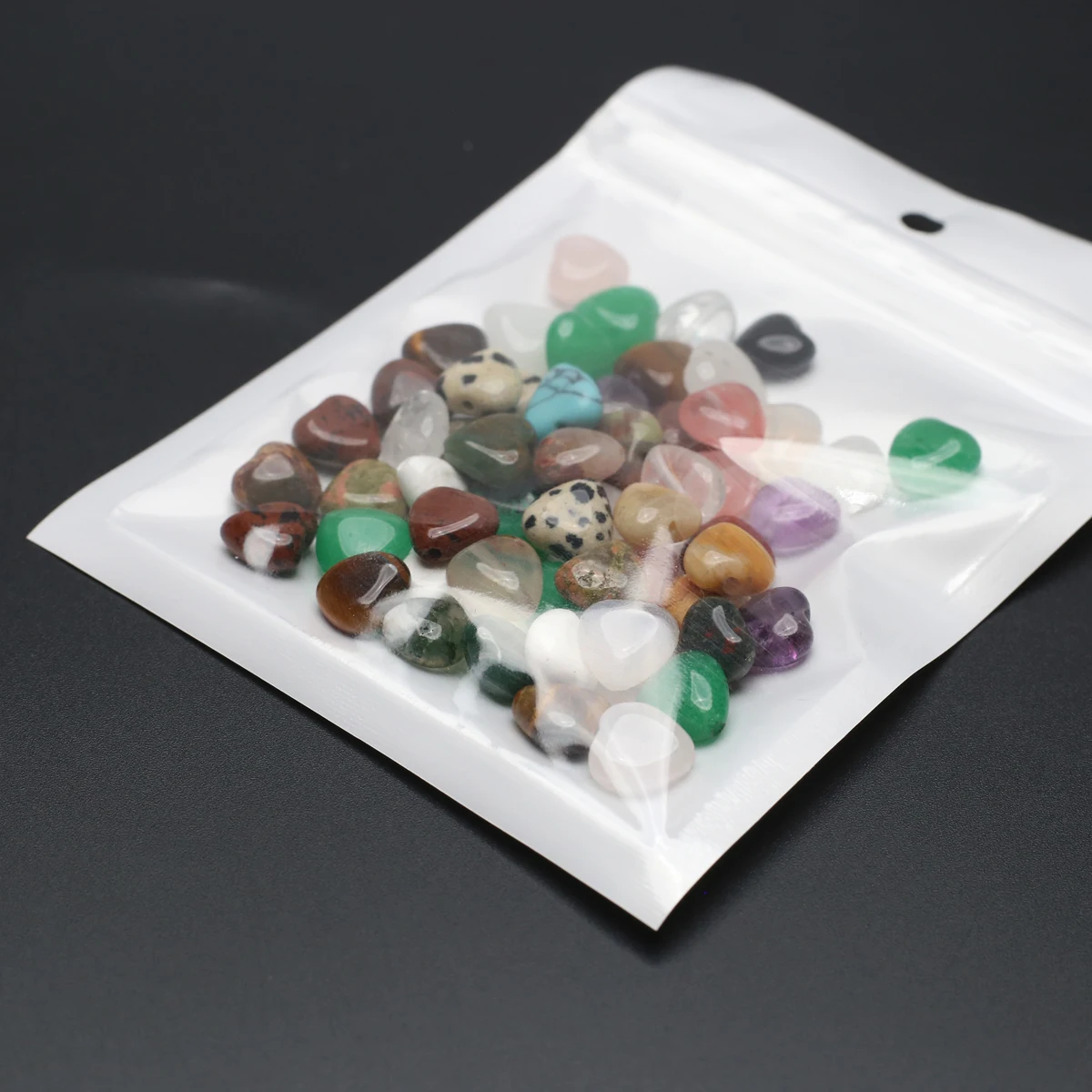 100PCS Wholesale Large Hole Heart shaped Stone Beads Natural Crystal Agate Jewelry Production DIY Necklace Bracelet Accessories