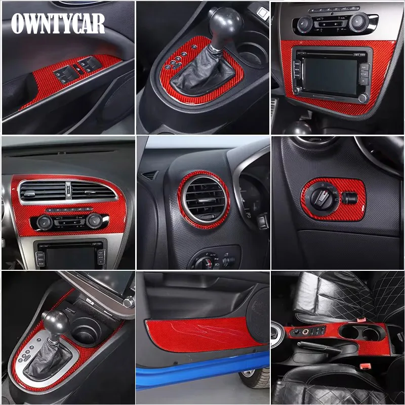 Tappetini Auto Tuning-art Per Seat Leon 2 1P (2005-2012) - Velluto 800g/m², Doppia Cucitura Rossa, 4 Pezzi