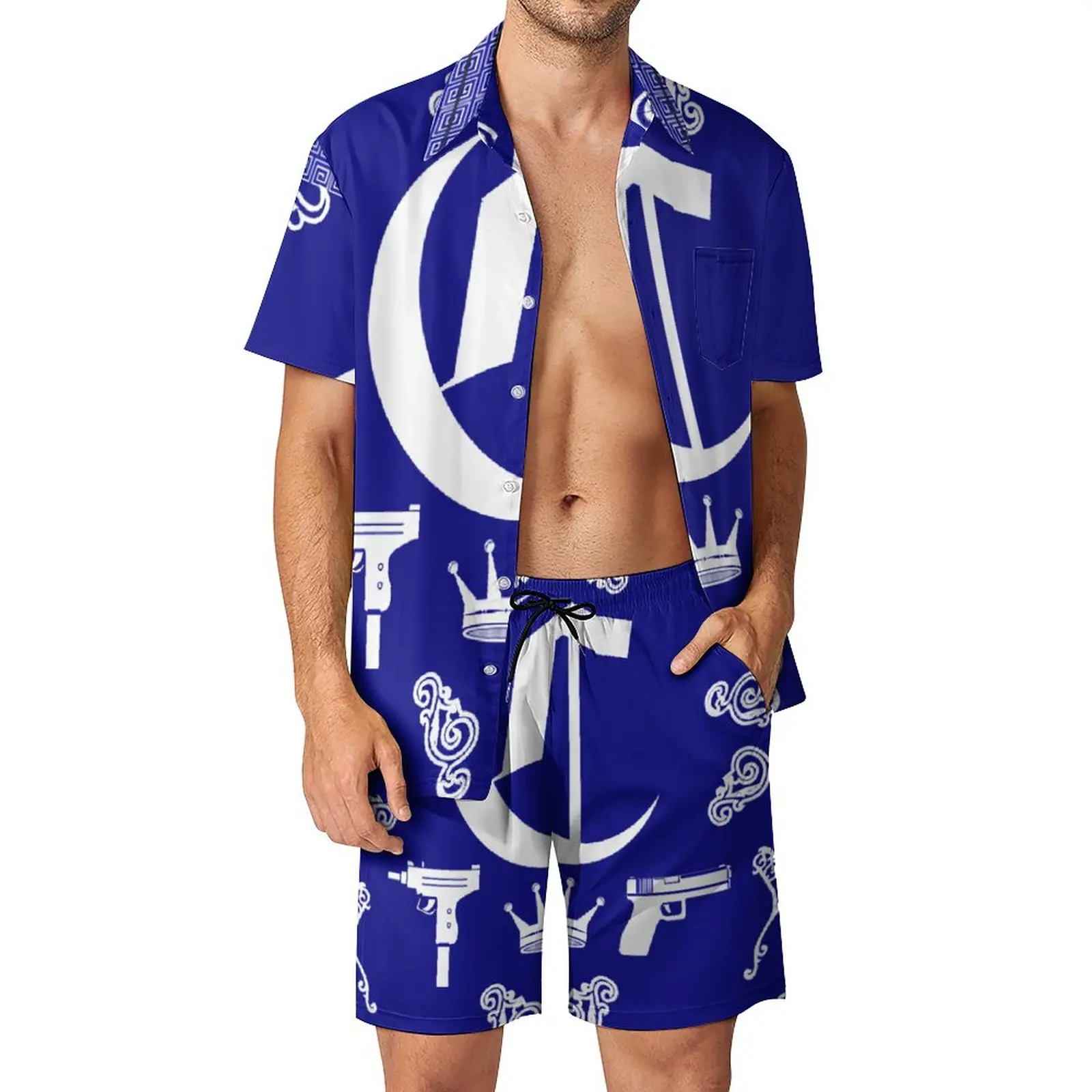 

OG CRIPS Men's Beach Suit Graphic 2 Pieces Pantdress Vintage Swimming USA Size