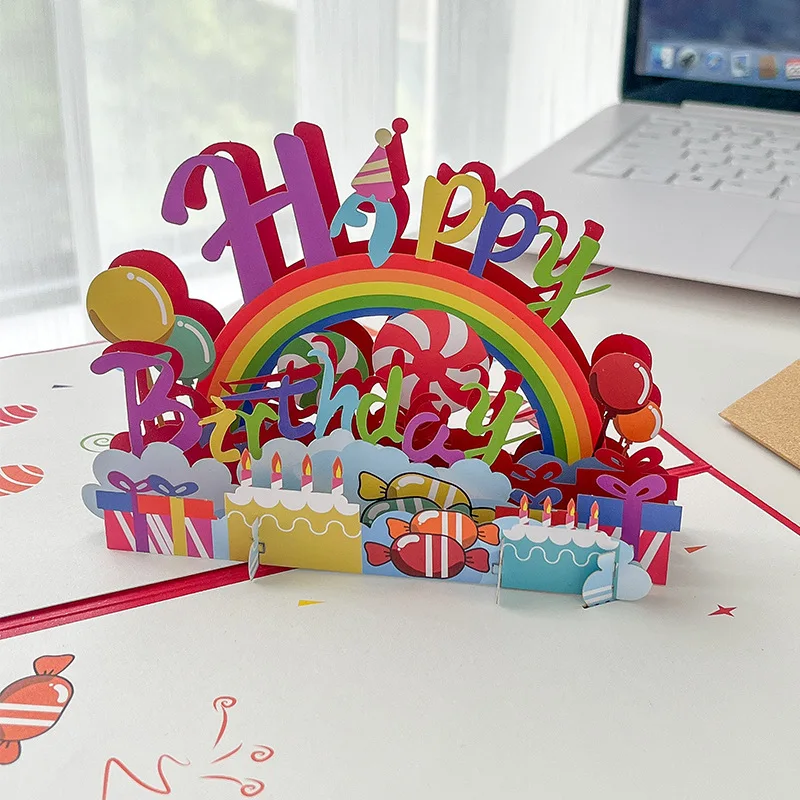 3D Pop-up Happy Birthday Card Hollow Paper Carving Birthday Greeting Card for Kids Friends Family Creative Gifts Cards greeting cards