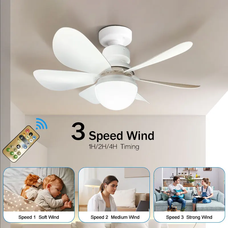 Silent Motor Ceiling Fan Light With Remote Control 30/40W Suitable For Study Room Kitchen Dining Room Tricolor Light