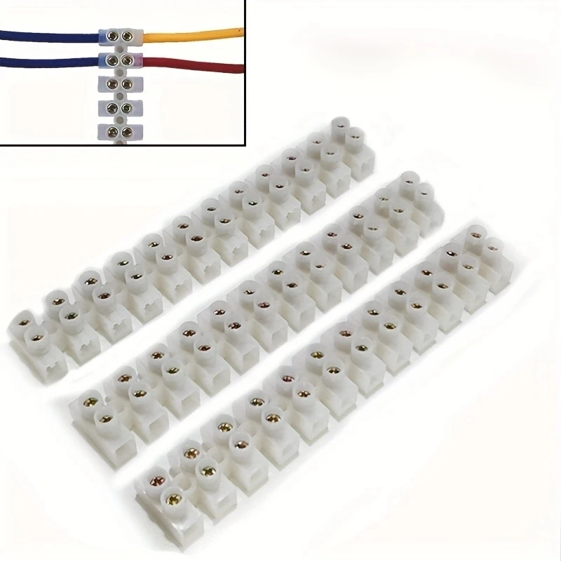 2Pcs 12 Way Barrier Screw Terminal Block Wire Connector Strip