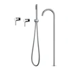 Bathtub Faucet Polished Chrome Floor Standing Shower Hot and Cold Water Handheld Shower Mixer Bathroom Tap Double Handle Control 1