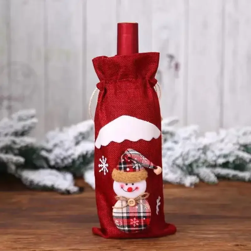 thumbnail image 1 of Bonita funda para botella de vino, adorno navideño de Papá Noel para el hogar, decoración de mesa navideña, regalo de Feliz Año Nuevo 2024, 1 of 4