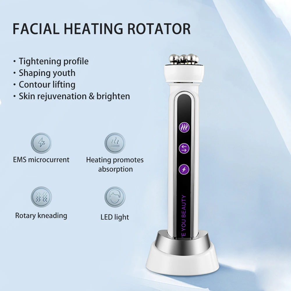 3in1 RF Heating EMS Facial 360° Roller Massager Face Lift Roller Massager Skin Rejuvenation Skin Tighten Beauty Instrument
