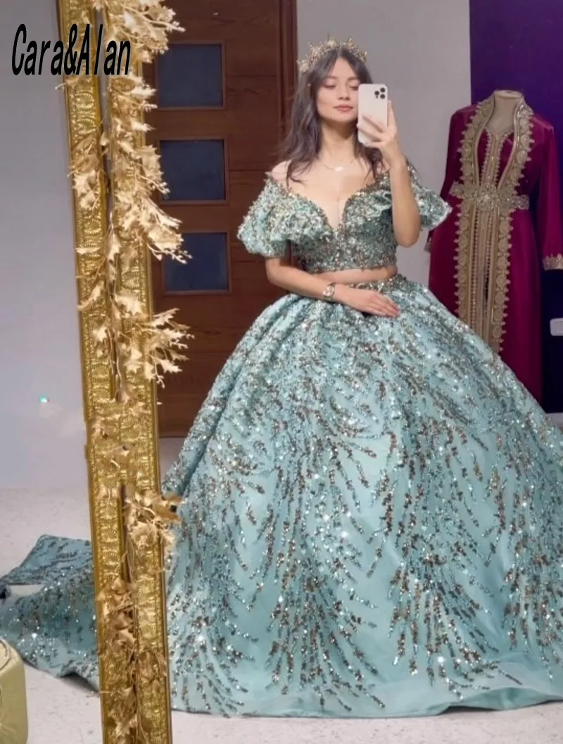 

Luxury Sequin Evening Dresses For Women 2023 Beading Traditional Tunisian Prom Gowns Formal Occasion Party Dress