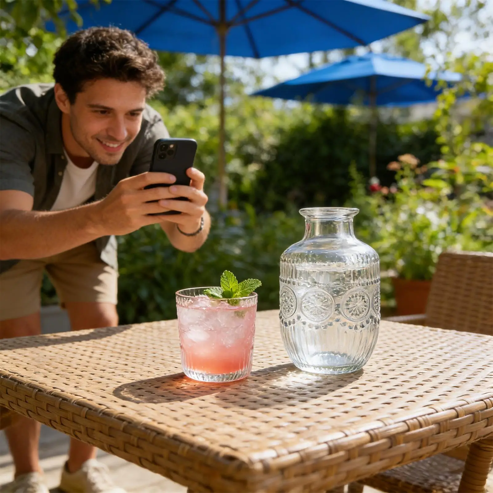 Nachttisch-Karaffen- und Gläser-Set mit Schneeflocken-Design, Wasserkrug mit Becher für Tee, Kaffee, Milch, Saft, Nachttisch, Schlafzimmer, Heimdekoration – Detail 10