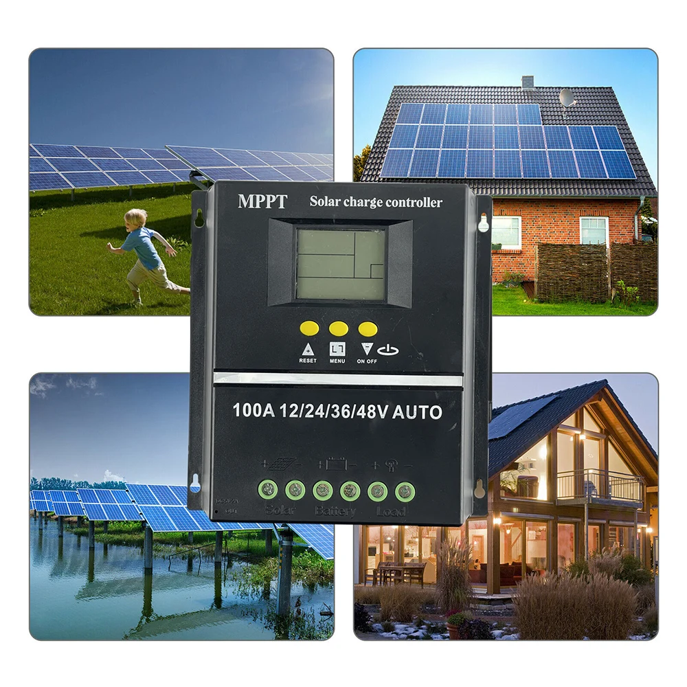 MPPT Solar Charge Controller 100A 12V 24V 36V 48V LCD Display Battery  Intelligent Regulator Max 100V Input Lead-acid/Lithium