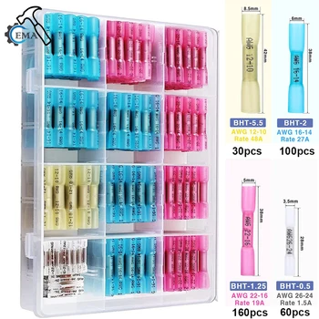 80/130/220/350 ชิ้น/กล่องกันน้ําความร้อนหดก้นตัวเชื่อมต่อสายไฟ Splice สาย CRIMP ขั้วต่อขั้วต่อชุด 1