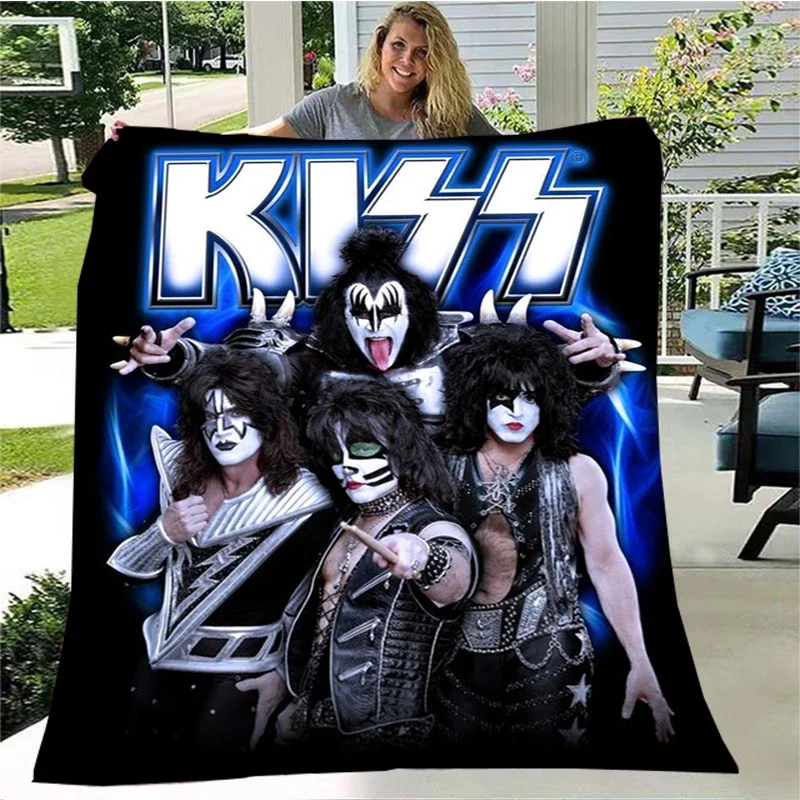 

Pink Rock Band Retor Flannelle Cover Soft Warm Cover Casual Snapped Travel with Sofa Bed