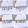 New Design 6pcs Cubic Zirconia Villain Dangle Earrings Set Gold Color Plated Women Girls Jewellery 1