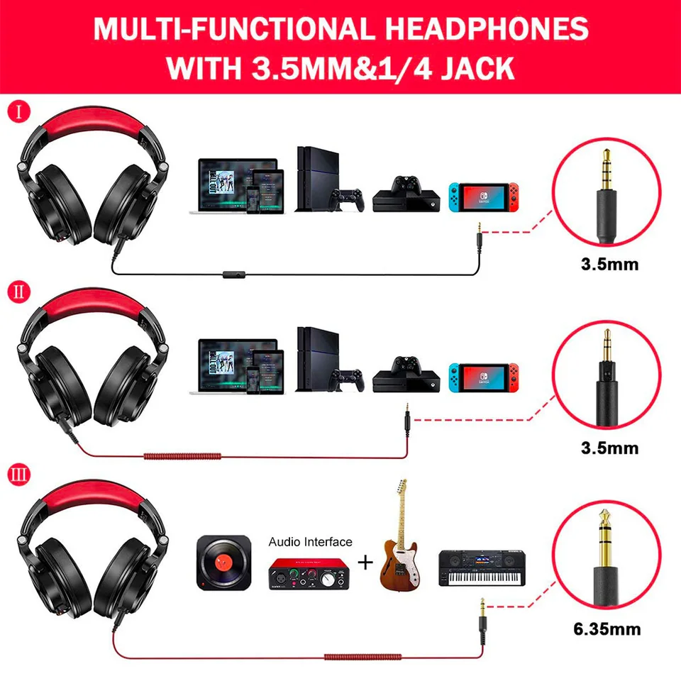Bedrade over-ear koptelefoon met microfoon voor studio en dj_voghion.com