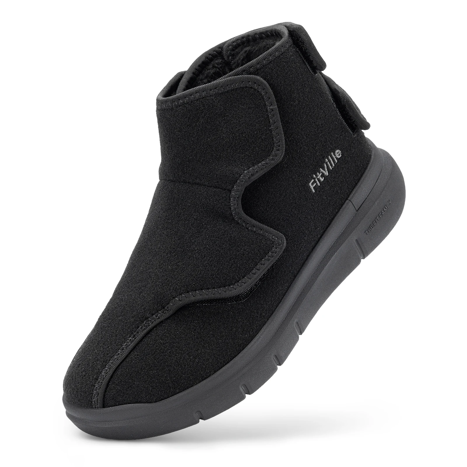 thumbnail image 1 of Botas de invierno Fitville para mujer, botas para diabéticos, versión amplia, correas ajustables, gruesas, cálidas con forro de piel para pies hinchados, 1 of 4