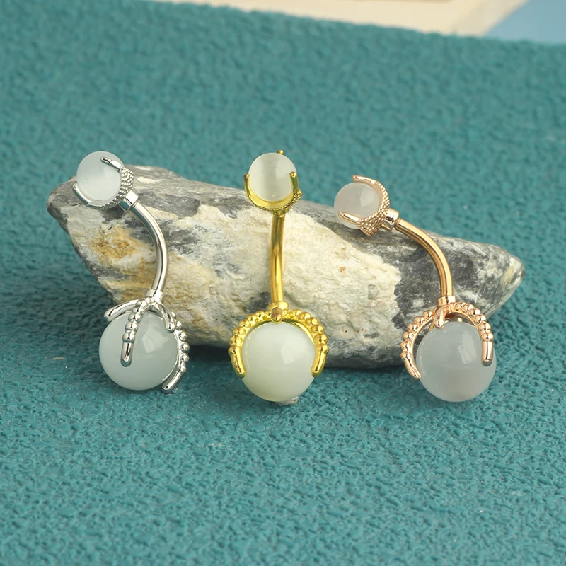 14G Belly Button Rings Dangle Cute Gold Plated Snake Evil Eye Heart Clear CZ Butterfly Belly Button Rings for Women Belly