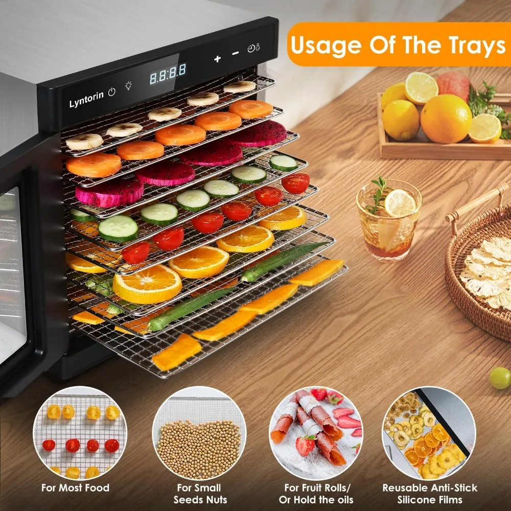 Food Dehydrator Machine, 700W 8 Trays Dehydrators for Food and Jerky with 95-167℉ Temperature & 24H Timer