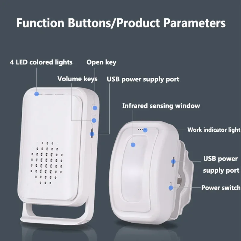 Draadloos Welkom Deurbel Thuis Winkel Hotel Pir Bewegingssensor Infrarood Detector Inductie Alarm Deur Belingang Waarschuwingssysteem