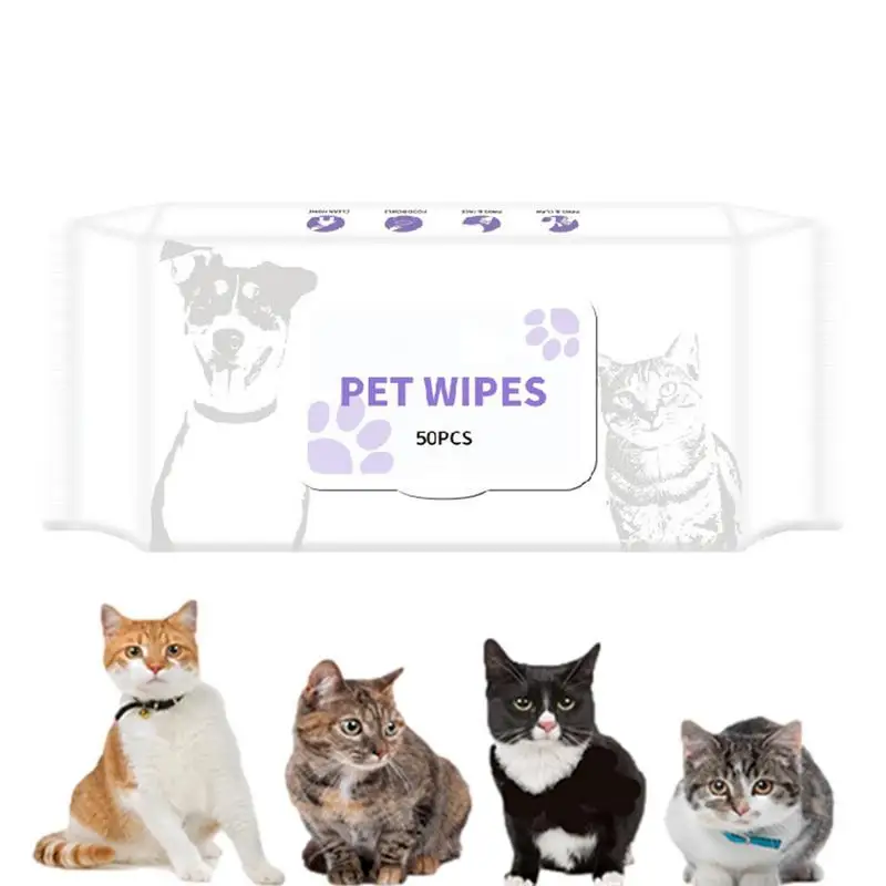 

50 Pcs Pet Wet Wipes Dog Eyes Cleaning Pad Box Organic Dog Grooming Deodorizing Wipes For Paws Body And Bum Paper Accessories