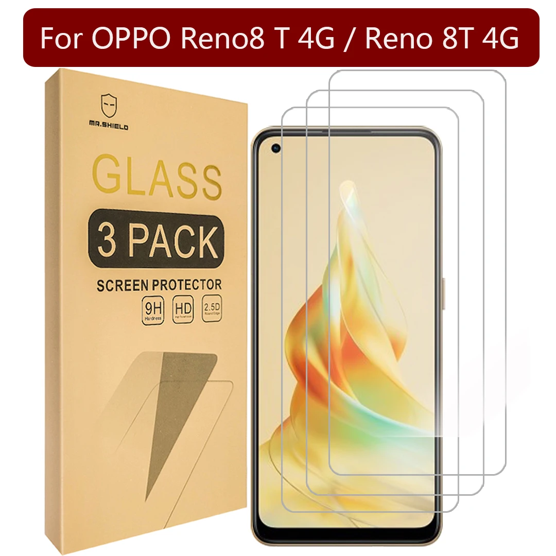 

Mr.Shield [3-Pack] Designed For OPPO Reno8 T 4G / Reno 8T 4G [4G LTE ONLY] (Will NOT for 5G Version [Tempered Glass]9H Hardness