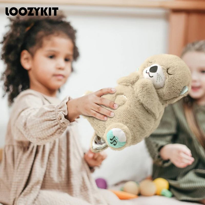 Cute Breathing Otter Plush Toy bear Sleeping Companion Pillow With