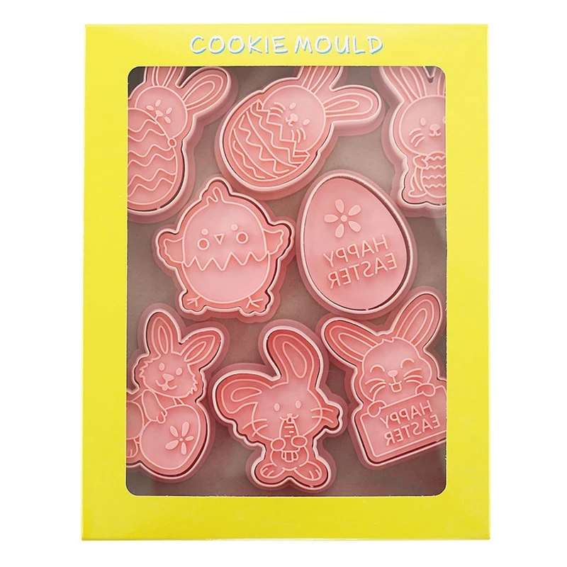 

8-Piece Plastic Biscuit Moulds Cookie Cutters Biscuit Stamps Cookie Biscuit Mold M76D
