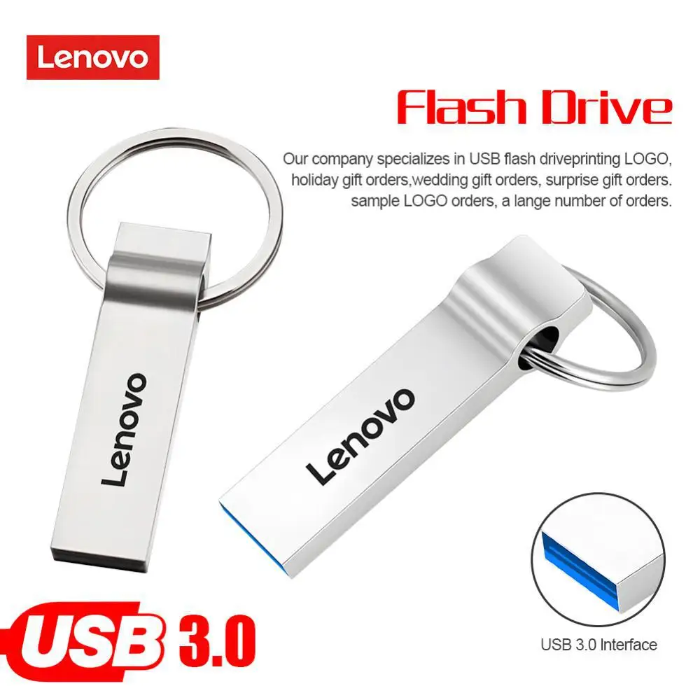 Lenovo 2Tb Usb Flash Drives Mini Metal Real Capacity Memory Stick Black Pen Drive Regalo Aziendale Creativo Silver Storage U Disk