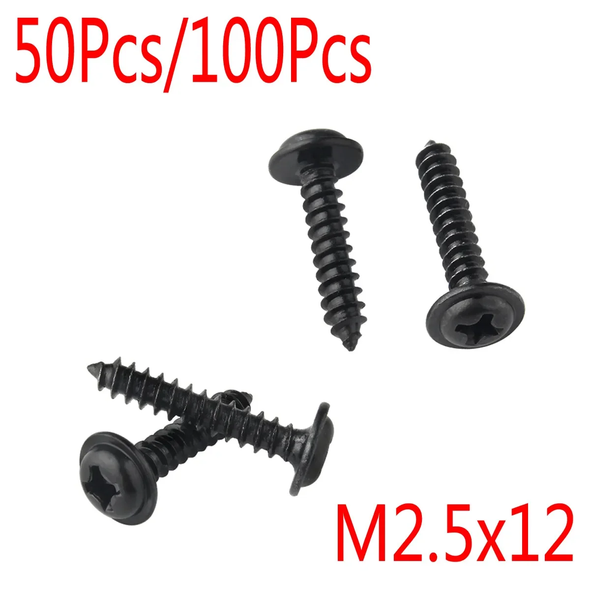 50pcs 100pcs Servo Screws M2.5x12mm PWA Cross selftapping With Pad