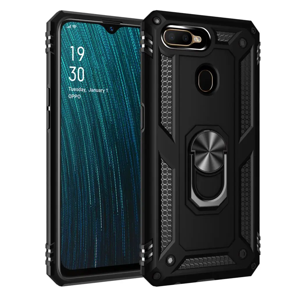 Oppo A12 A12s 케이스 Oppo A5s AX5s 군용 견고한 갑옷, 충격 방지 자석 링 홀더 하드 커버