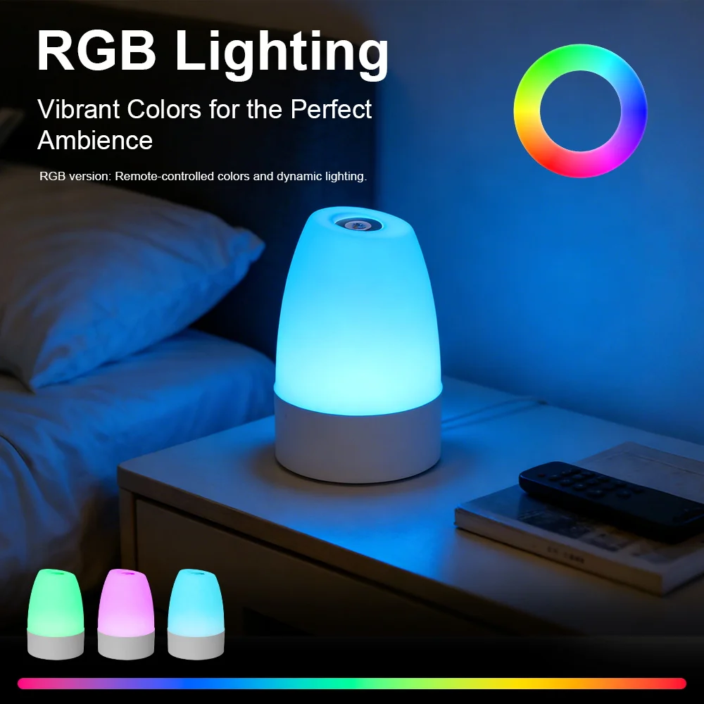 Touch Night Lamp Dimmable Rechargeable Type-C Table Lamp for Bedroom Living Room Remote Control Decor 3 Colors Night Lamp 2W