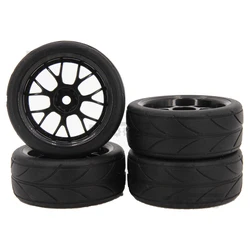 Durable Blue 1.9-Inch Rubber Wheel Tires with 65mm Rim (4PCS Black)