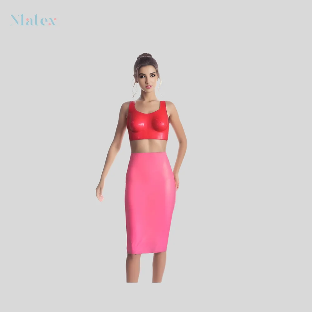 

Chic & Sustainable Women's Knee-Length Skirt - Natural and Sexy Latex Midi | Pink | Perfect for Date Nights