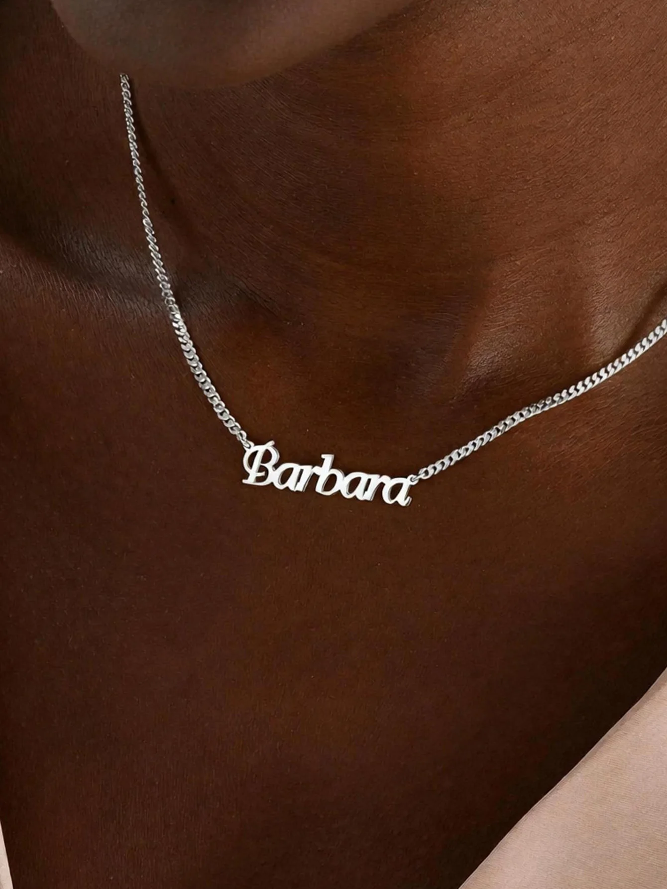 Personalisierte Namenskette, Namenskette aus 18 Karat Gold, individueller Namensschmuck aus Edelstahl, Weihnachtsgeschenk – Detail 1