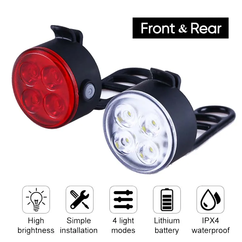 

Mountain Bike Headlights Waterproof Bicycle Front Rear LED Light USB Charge Taillight Red Safety Warning Lamp For Night Riding