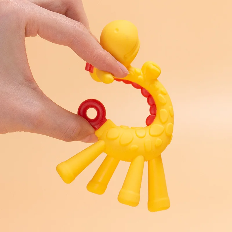 Silicone Teething Toys 1 Pcs Baby Teether Toys Training Grip Strength Baby Chewing Toy Cute Giraffe Silicone Newborn Health Molar Chewing Accessories