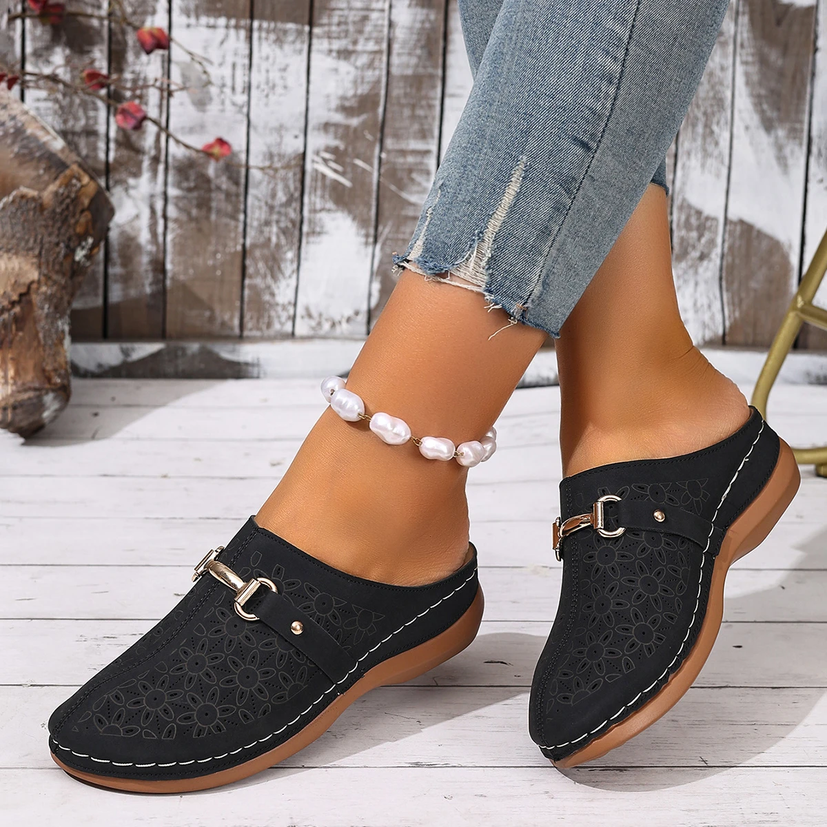 Women Slippers Lightweight Fashion Half-support Slippers Outdoor Wading Shoes Middle-aged Mother Sandals Summer Slides Women - 4
